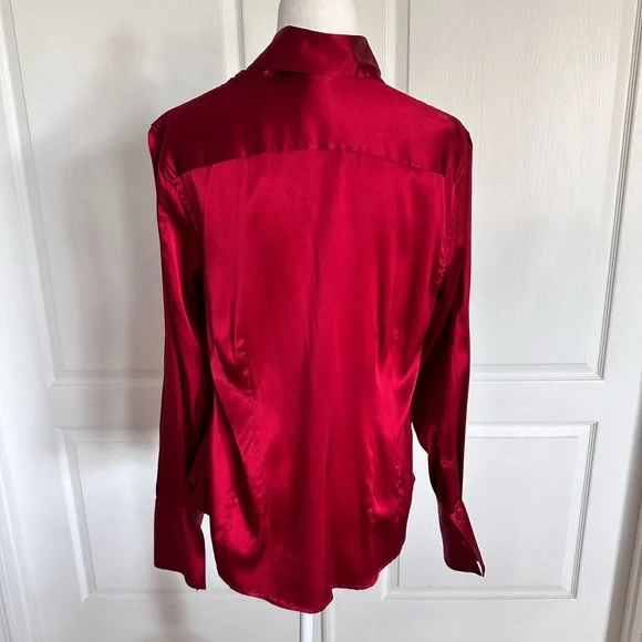 Victoria's Secret Red Satin Button Down Shirt - Picture 2 of 3